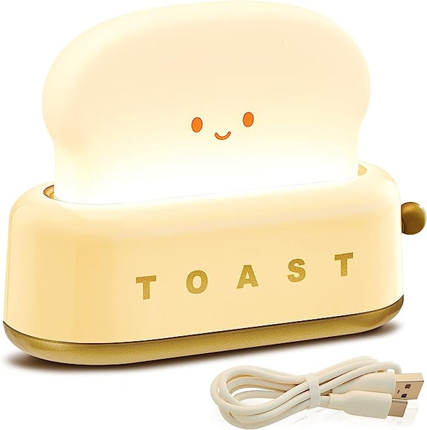Toaster Night Lamp - USB Rechargeable Toast Bread Shape with Smile Face