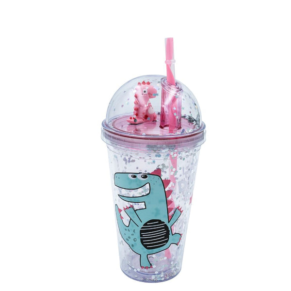 Acrylic Dinosaur Sipper Tumbler with Straw(Green)