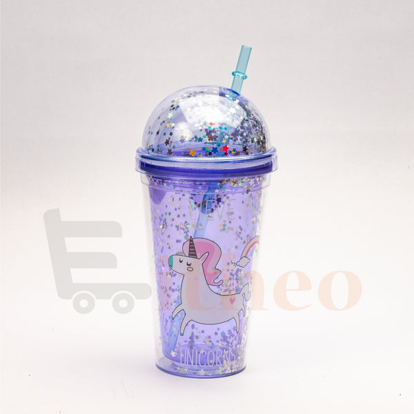 Unicorn Sipper Tumbler with Straw- Blue