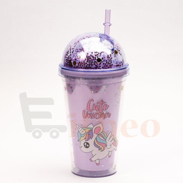 Unicorn Sipper Tumbler with Straw- Purple