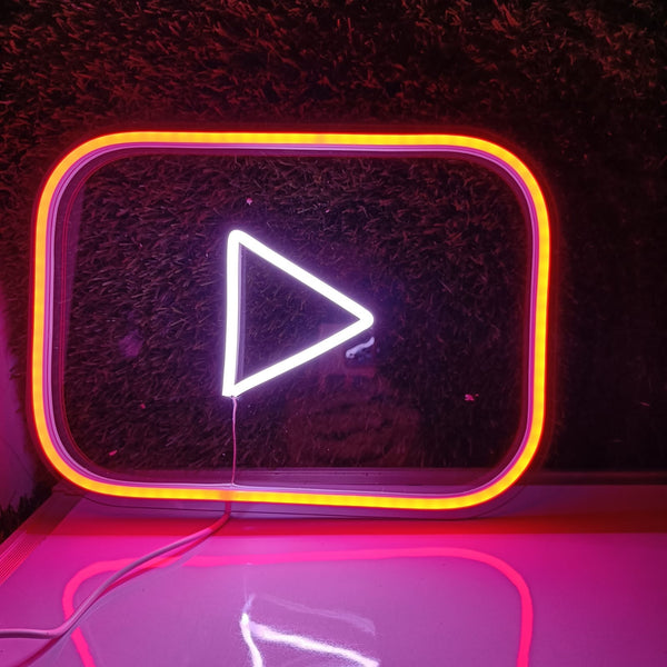 Youtube Play Button Neon Lights