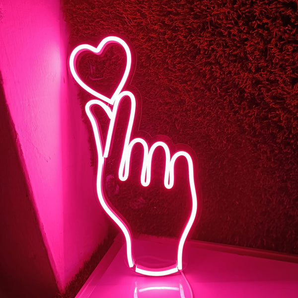 Hand Heart Neon Lights
